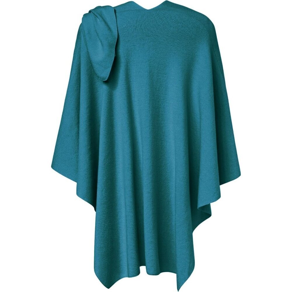 Women's 1-dark Cyan Cross Front Poncho Sweater Wrap Knitted Elegant Shawls Cape - Picture 6 of 6